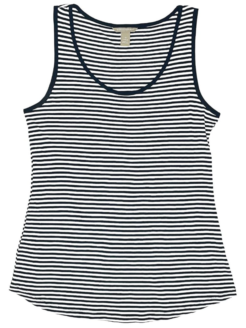 Navy White Stripe Scoop Neck Tank Top Rayon Blend Banana Republic M